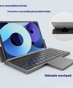 Three-in-one Wireless Bluetooth Touch Pad Wireless Keyboard Leather Sheath Stand Ipad Mobile Phone Universal