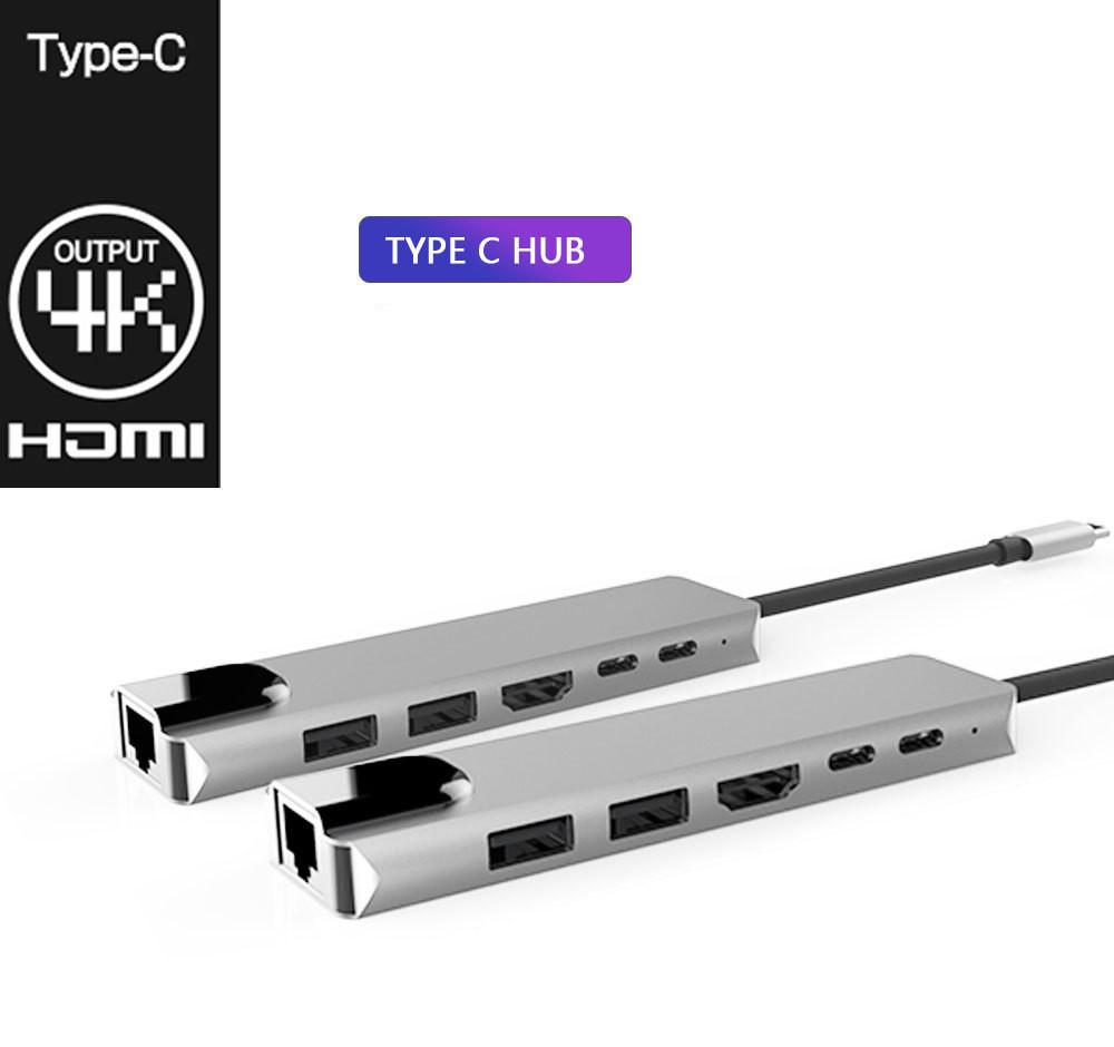 Type C To HDMI+USB3.0+PD 6 In 1 HUB Hub Rj45 Network Card Adapter - Image 2