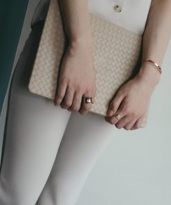 Alternative view of Milk Tea Color Leather Woven Computer Case