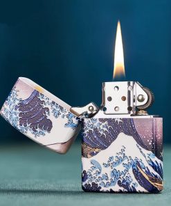 Colored Lacquer Kanagawa Surf Inside Lighter Dimension Time Sense Windproof Lighter