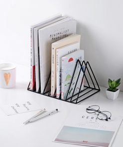 Desktop Wrought Iron Triangle Book Stand Creative Ins Wind Bookshelf Student Desk Bookend Table Book Stand Shelf Book Clip Book Rest