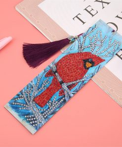 Alternative view of Cross-border New 5d Bookmark Diamond Painting Red Bird Diy Bookmark With Pendant