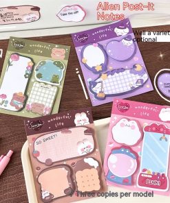 Cartoon Combination Sticky Notes Girly Style Creative Message Special-shaped Stickers Student Cute Hand Account Note Paper