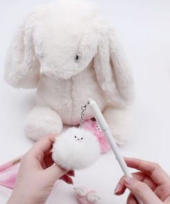 Alternative view of Alpaca hair ball pendant neutral pen signature pen