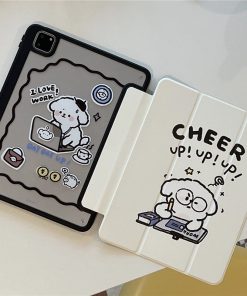 Repair Dog Cartoon Plate With Pen Slot Acrylic Soft Anti-fall Protective Cover