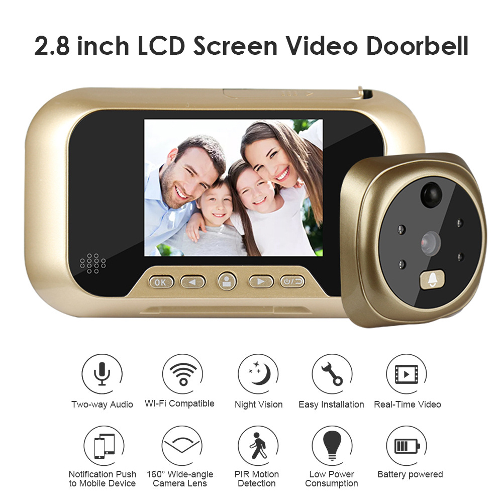 2.8 Inch Infrared Night Vision Camera Video Intelligent Electronic Peephole Visual Peephole Doorbell - Image 3