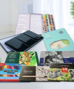 Solid Watercolor Iron Box Pigment Painting Three Fold Empty Iron Box