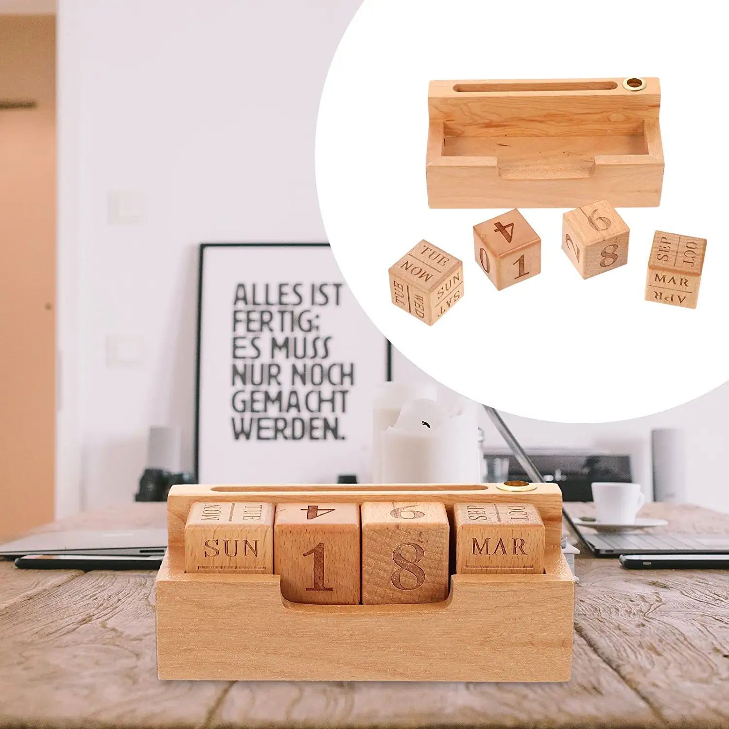 Solid Wood Creative Simple Calendar Desk - Image 2