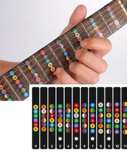Guitar Fretboard Sticker Notes Map Labels Sticker Fingerboard Fret Decals for 6 String Acoustic-Electric Guitar