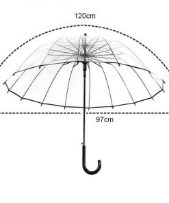 Alternative view of Big Long Handle 16 Rib Transparent Umbrella