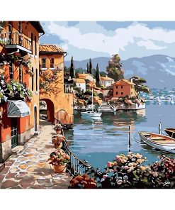 Alternative view of Rimless Linen Digital Oil Painting Landscape Living Room Decoration Oil Painting