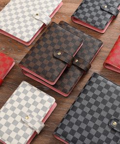 Loose-leaf Book High-grade Leather Cover Checkered Notebook Book