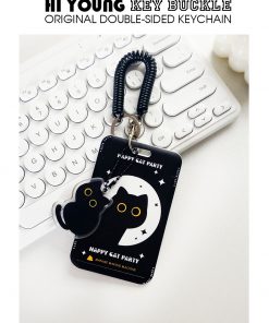 Alternative view of Original Cute Little Black Cat Portable Card Holder Bus Subway Canteen Student ID