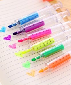 6 Syringe Fluorescent Highlighter Pens