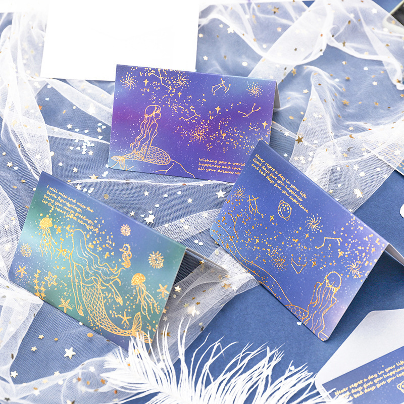 High-end Aesthetic Sulfuric Acid Paper Bronzing Folding Greeting Card Envelope Set - Image 3