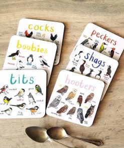 Bird Pun Coasters Fun Square Drink Coaster For Children Wooden And PVC Cup Mats Home Kitchen Decor