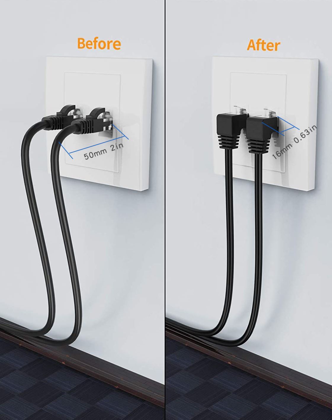 Cat6 Ethernet Cable RJ45 Right Angle UTP Network Cable Patch - Image 2