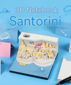Alternative view of Romantic Santorini 3d Notepad Paper Carving Building Model Lighting Decoration