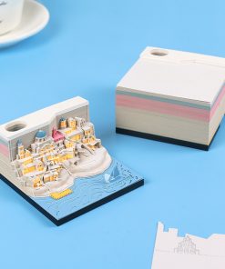 Romantic Santorini 3d Notepad Paper Carving Building Model Lighting Decoration