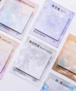 Square Beautiful Planet Sticky Notes Tearable Sticky Oil Painting Notepad