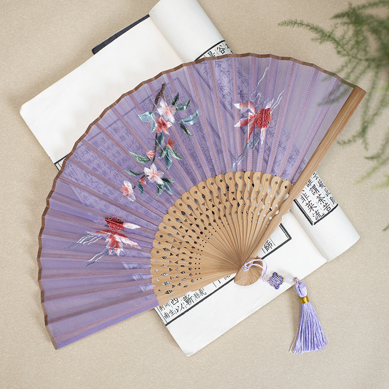 Embroidered Hanfu Embroidered Tuan Fan Portable Folding Summer Silk Su Embroidered Fan - Image 3
