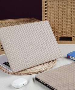 Milk Tea Color Leather Woven Computer Case