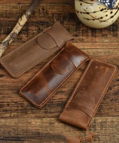 Unisex Creative Fashion Multifunctional Retro Crazy Horse Leather Pencil Case