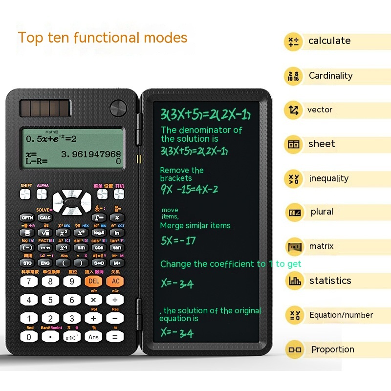2 In 1 Foldable Scientific Calculators Handwriting Tablet Learning Function Calculator Foldable Desk Scientific Calculators - Image 6