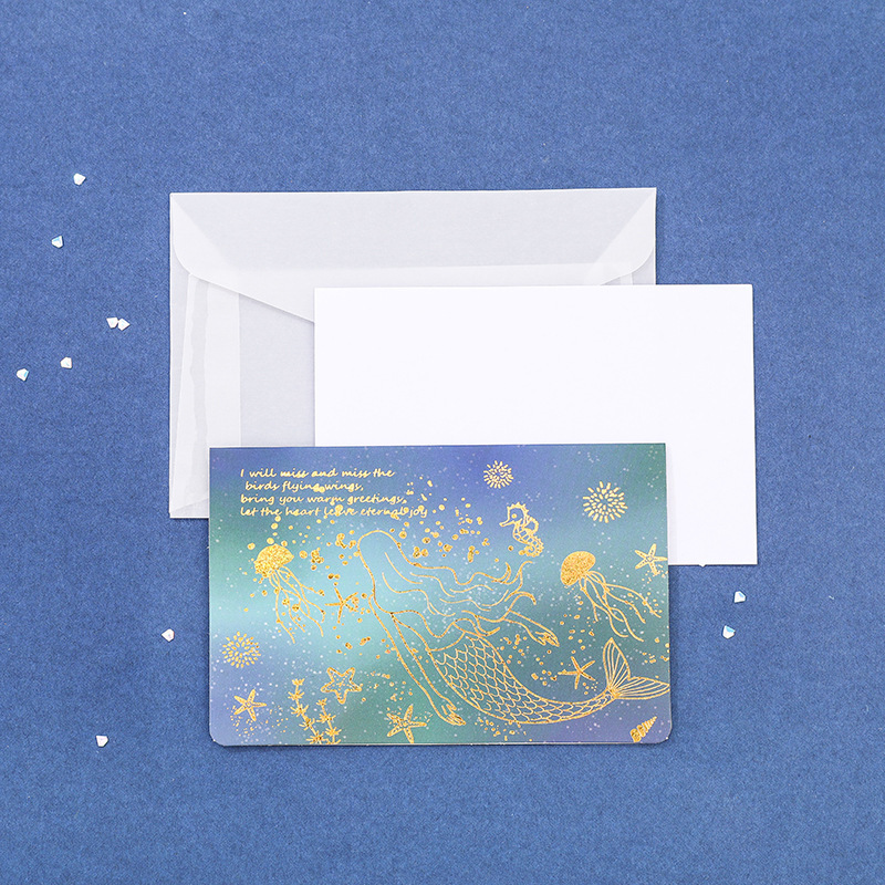 High-end Aesthetic Sulfuric Acid Paper Bronzing Folding Greeting Card Envelope Set - Image 7