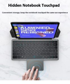 Alternative view of Three-in-one Wireless Bluetooth Touch Pad Wireless Keyboard Leather Sheath Stand Ipad Mobile Phone Universal