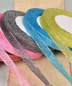 Alternative view of 1cm Colorful Green Onion With 3 Points Ribbon Bow Gold Silk Silver Polyester Ribbon