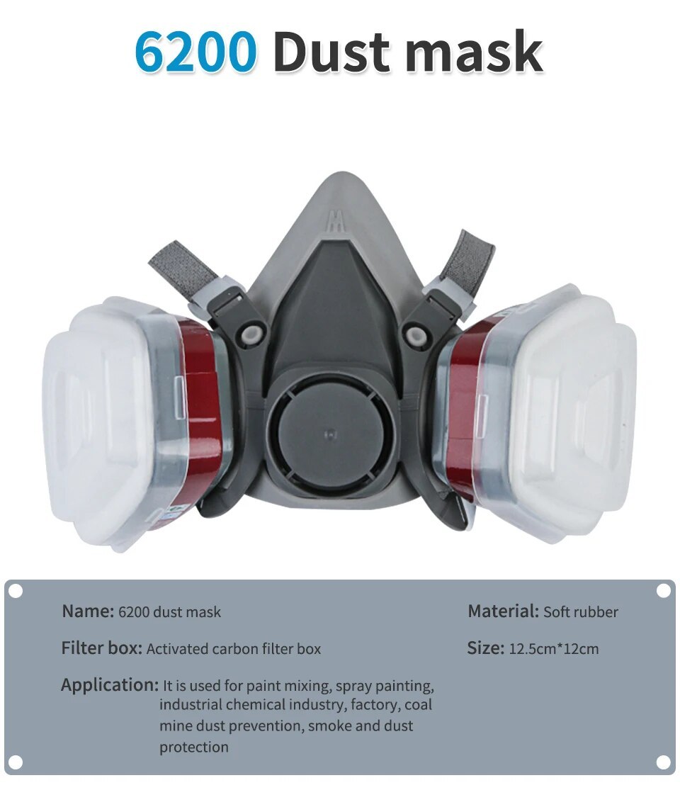 Original 6200 Reusable Respirator Half Face Cover Gas Mask With Fog-proof Glasses For Painting Spray Polishing Work Safety Smoke - Image 3