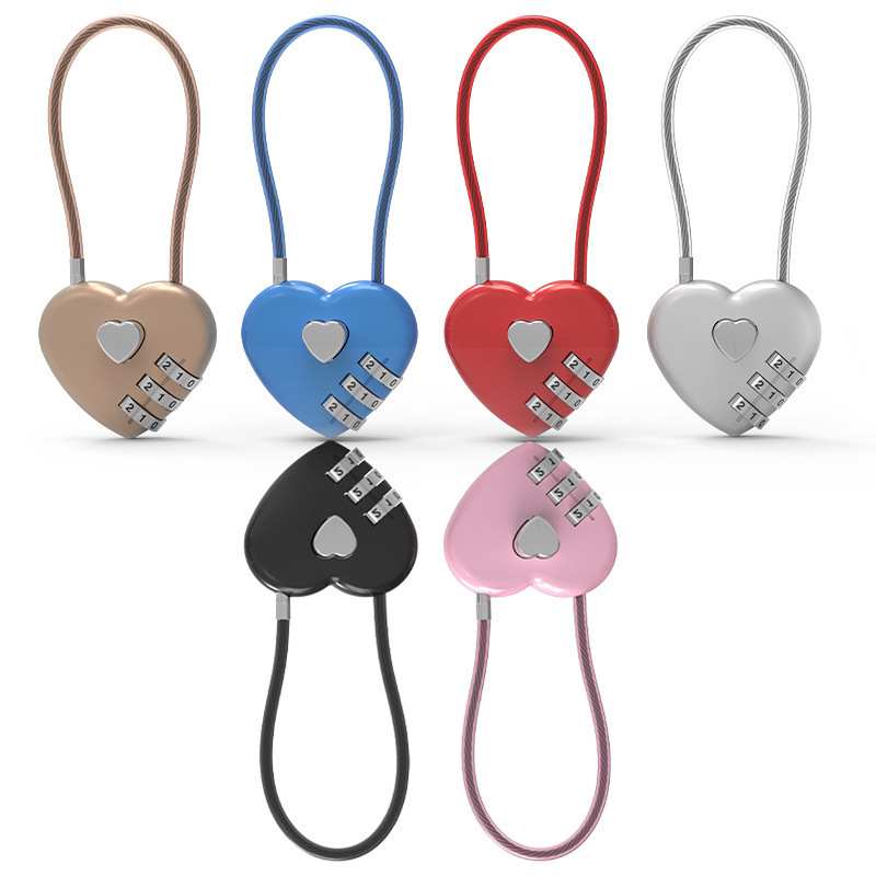 Peach Heart Long Wire Rope Love Lock - Image 3