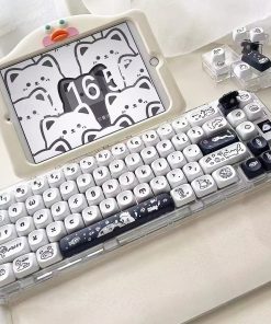 Kitten's Fantasy Key Cap MOA Height Flat Chest Height Black And White Cat Cute Key Cap In Stock