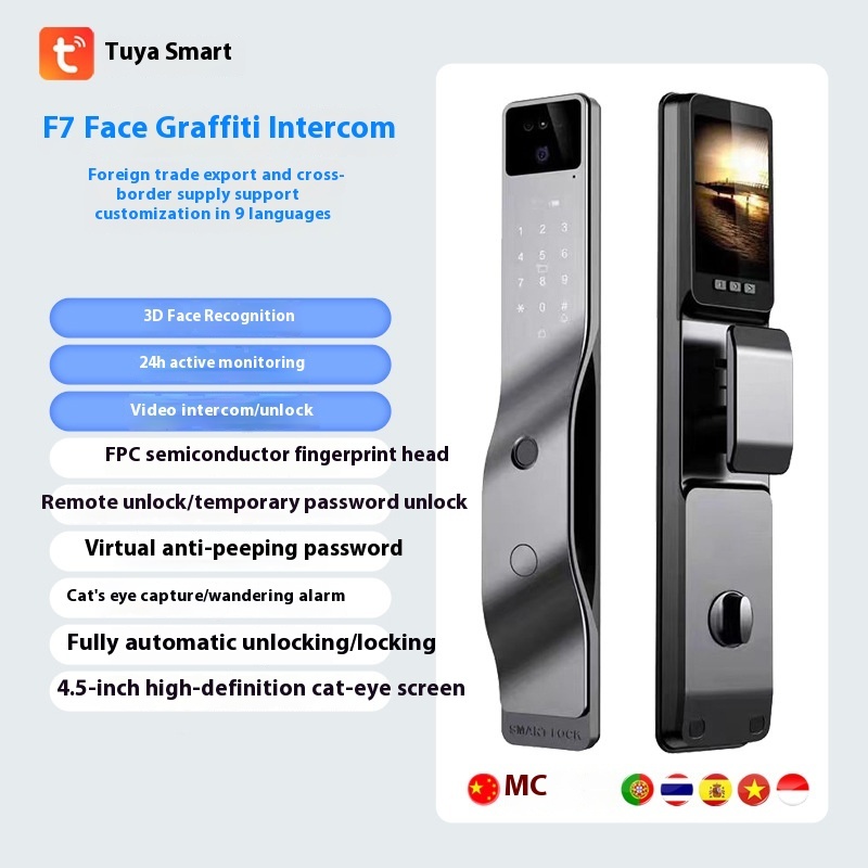Face Recognition Fingerprint Password Smart Door Lock - Image 5