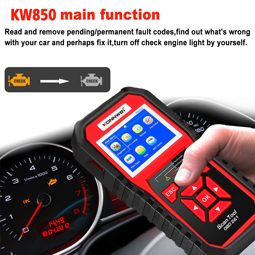 KW850 OBD2 CAN BUS Code Reader car engine fault code detector scanner - Image 4