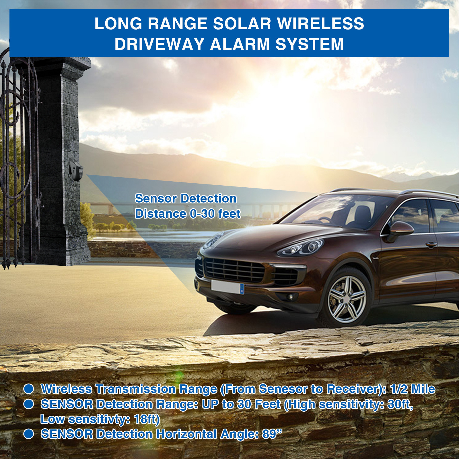 Solar Waterproof With Digital Display Lane Outdoor Driving Device Induction Alarm Detection - Image 3