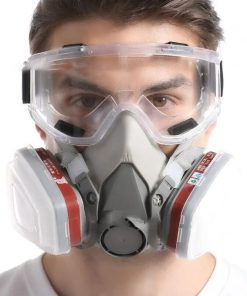 Original 6200 Reusable Respirator Half Face Cover Gas Mask With Fog-proof Glasses For Painting Spray Polishing Work Safety Smoke