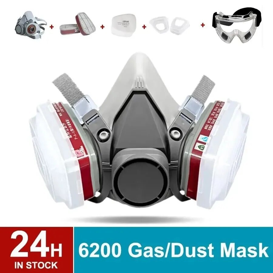 Original 6200 Reusable Respirator Half Face Cover Gas Mask With Fog-proof Glasses For Painting Spray Polishing Work Safety Smoke - Image 7