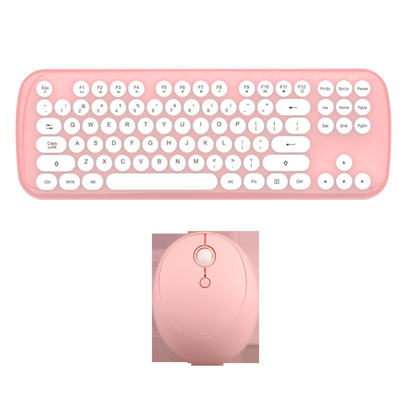Wireless Keyboard And Mouse Set Girls Color Retro - Image 2