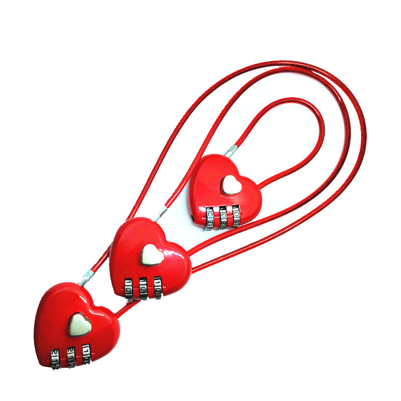 Peach Heart Long Wire Rope Love Lock - Image 2