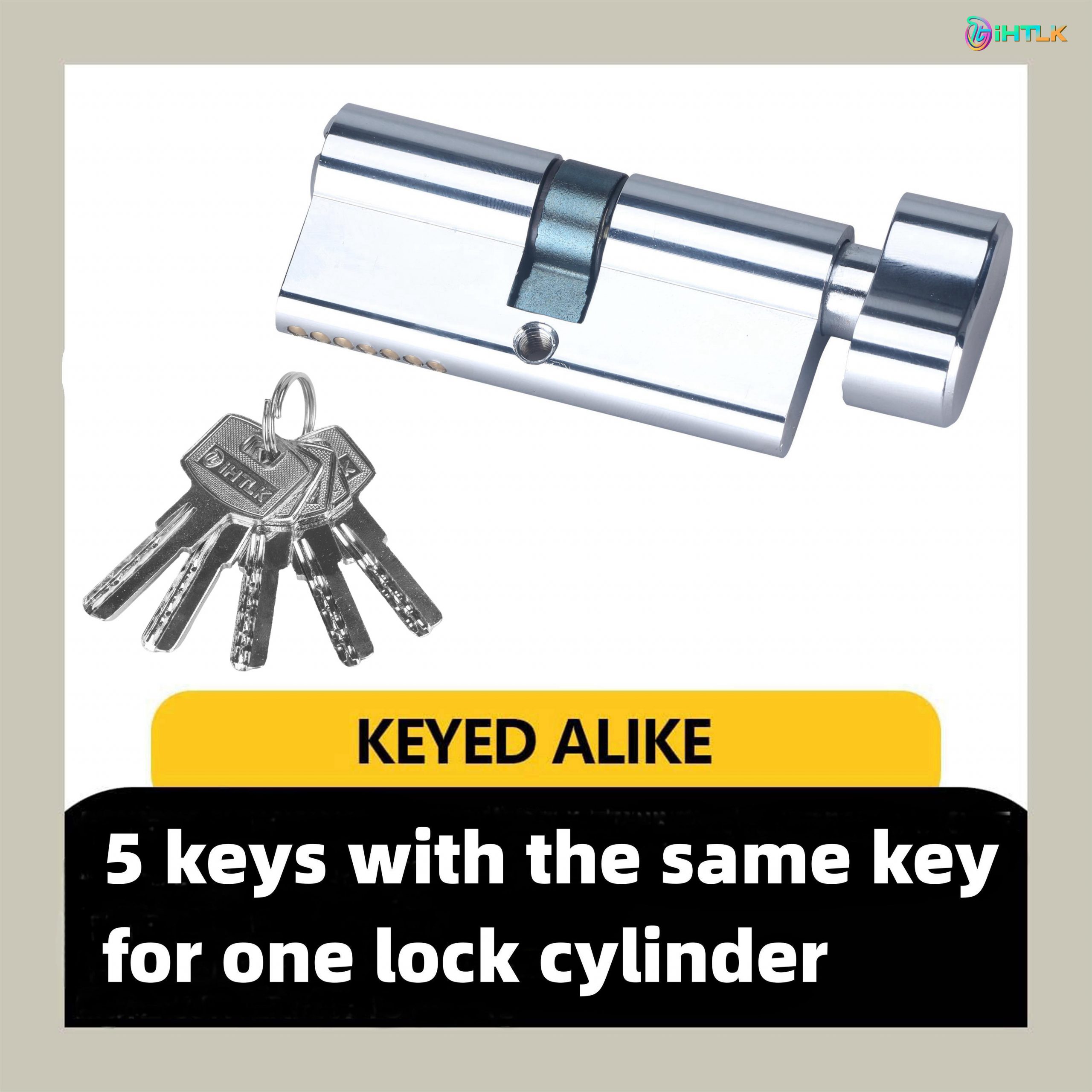 1 Piece Of European Standard Size, 70mm Length Knob Lock Cylinder, Lock Cylinder With 5 Keys, Suitable For Anti-Theft Doors, Office Doors, Stainless Steel Doors, Indoor Doors