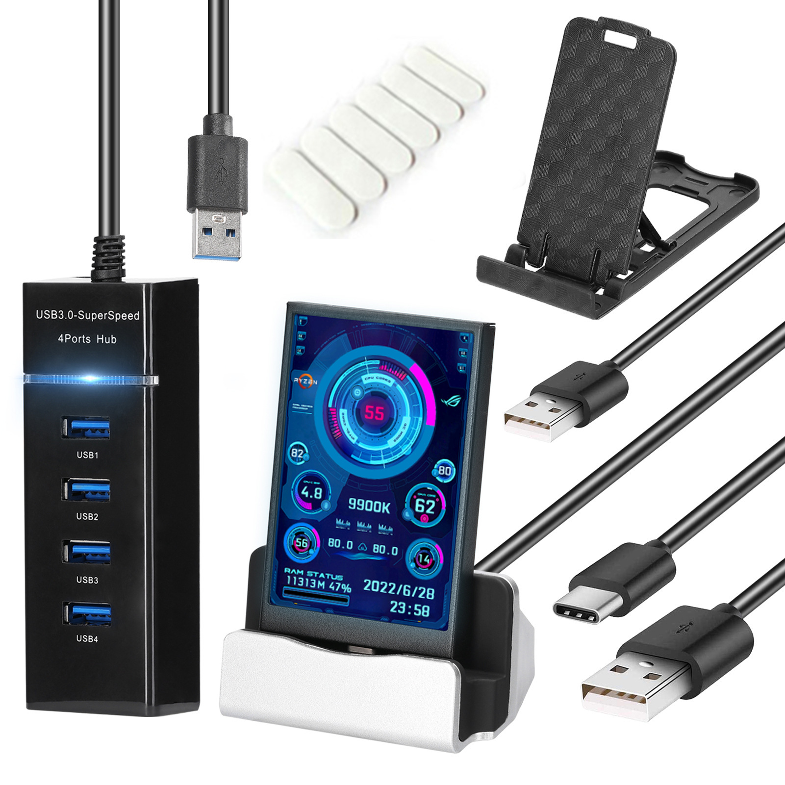 3.5-inch Computer Small Secondary Screen IPS Full View USB Chassis Monitor Date Display - Image 9