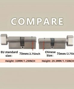 Alternative view of 1 Piece Of European Standard Size, 70mm Length Knob Lock Cylinder, Lock Cylinder With 5 Keys, Suitable For Anti-Theft Doors, Office Doors, Stainless Steel Doors, Indoor Doors