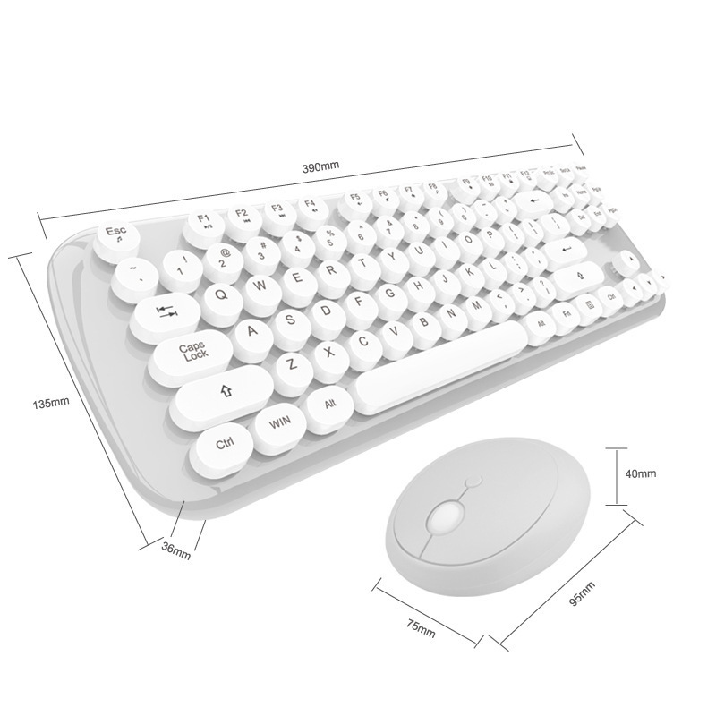 Wireless Keyboard And Mouse Set Girls Color Retro - Image 5