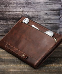 Protective Case Crazy Horse Oil Leather Zipper Laptop Bag